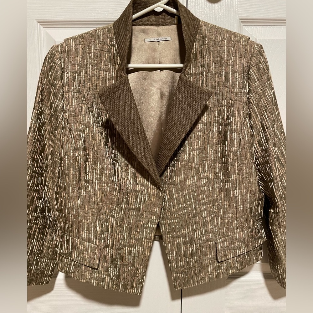 Tahari gold and tan blazer